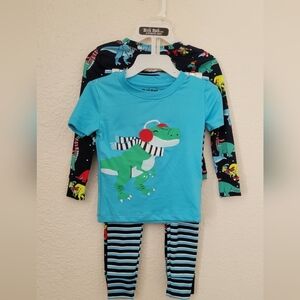 Mick Mack Kids Dinosaur Pajama 4-Piece Set - Blue and Green 2T NWOT